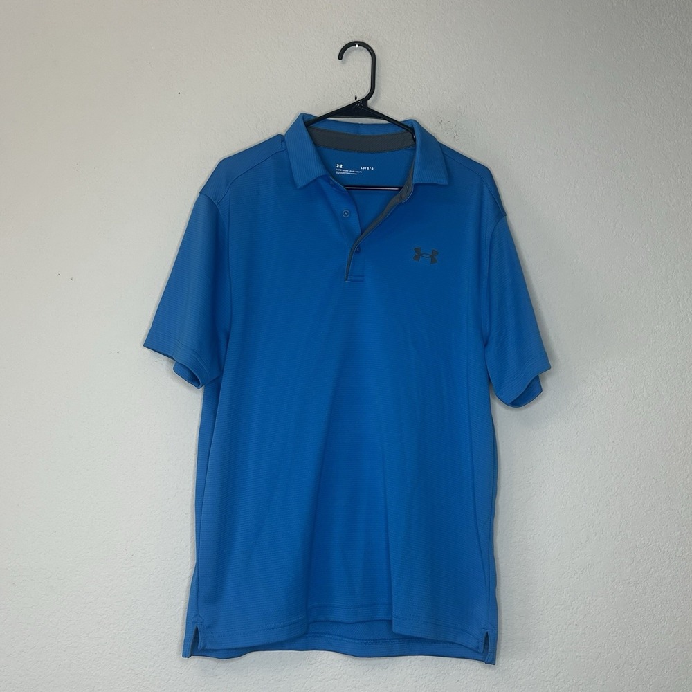 Under Armour Tech Golf Polo Shirt Men's Size L Royal Blue Short Sleeve Pullover